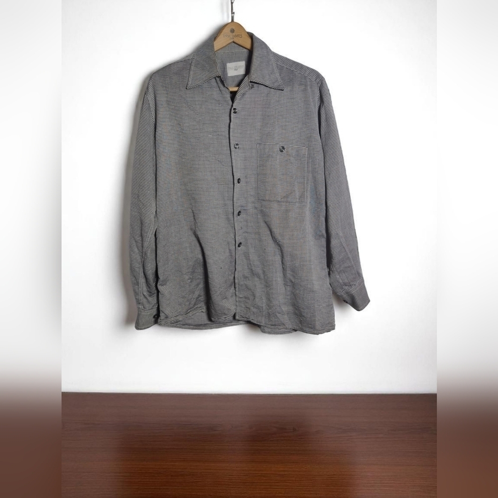 Pal Zileri Striped Shirt Sz M in Gray and White